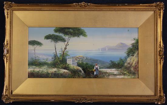 Maria Gianni (1800-1900) Italian coastal landscape, 7.5 x 16in.